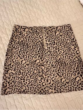 Justify Leopard Print Mini Skirt in Beige and Black with Front Zip